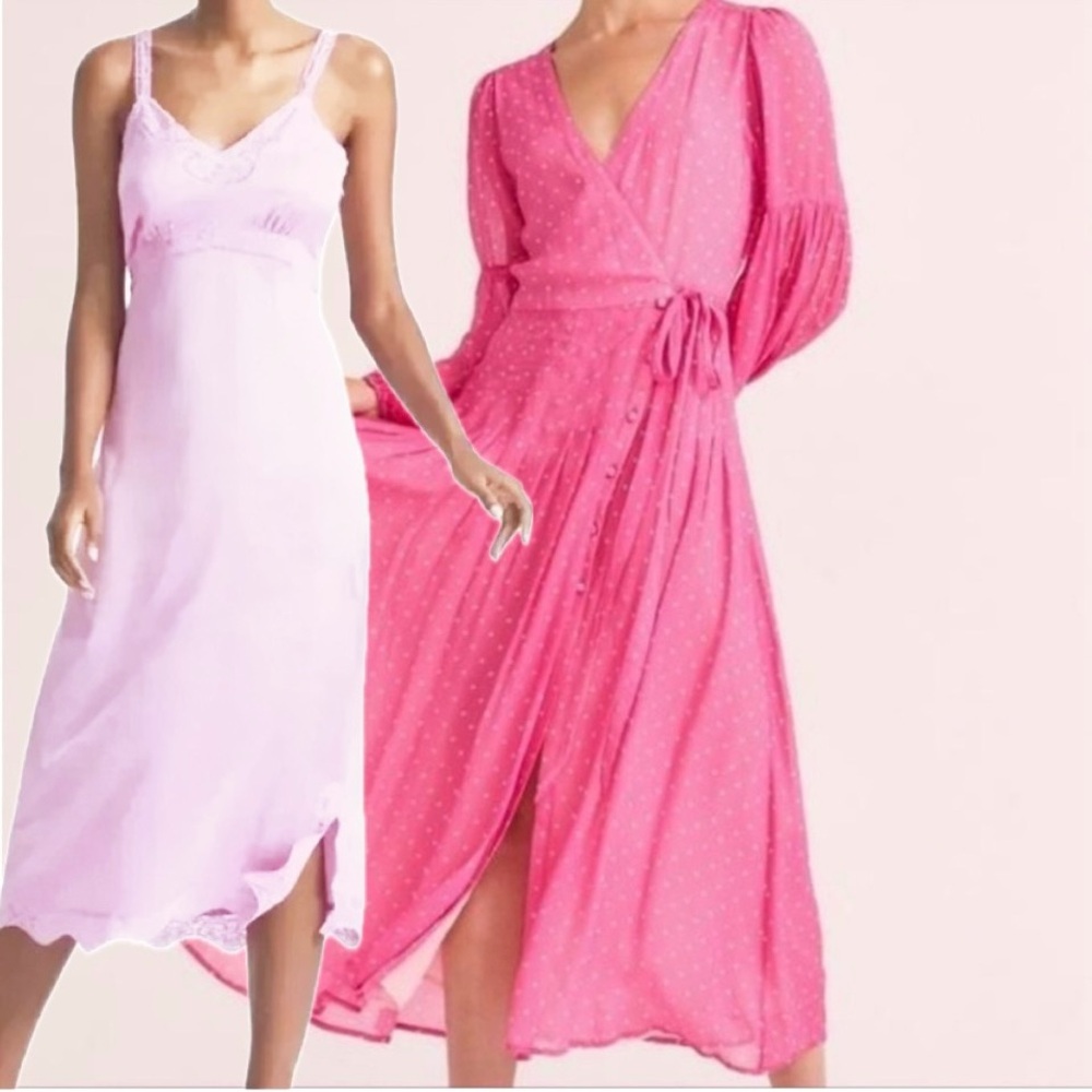 TWO for ONE - Bevelyn polka Dot Wrap dress + LSF Slip Dress